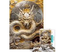 Rompecabezas de 1000 Piezas para Adolescentes Rompecabezas Dragón Dorado de los Deseos para Adultos Juegos Divertidos Decoración cumpleaños y Navidad (Tamaño 38x26cm)