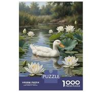 Rompecabezas De 1000 Piezas para Adolescentes Rompecabezas Duck and Water Lilies in Pond Rompecabezas para Adultos Juegos Relajantes Desafío Difícil 52x38cm/1000pcs