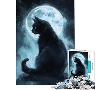 Rompecabezas de 1000 Piezas para Adolescentes Rompecabezas El susurro del Gato a la luz de la Luna para Adultos Juegos Familiares Una Obra de Arte Juego desafiante Regalos (tamaño 38x26cm)