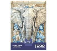Rompecabezas De 1000 Piezas para Adolescentes Rompecabezas Elephant Stained Glass Rompecabezas Juegos Relajantes Regalo De Cumpleaños Regalos para Reducir El Estrés 70x50cm/1000pcs