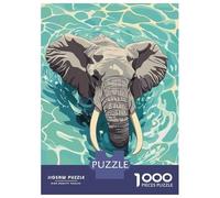 Rompecabezas De 1000 Piezas para Adolescentes Rompecabezas Elephant Swimming in Blue Water Juego Familiar De Rompecabezas Carrera De Velocidad Manual Cumpleaños 52x38cm/1000pcs