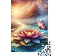 Rompecabezas De 1000 Piezas para Adolescentes Rompecabezas Enchanted Lotus Pond with Butterfly para Adolescentes Juegos Divertidos Una Obra De Arte para Cumpleaños, Navidad 70x50cm/1000pcs