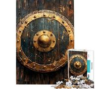 Rompecabezas de 1000 Piezas para Adolescentes Rompecabezas Escudo Vikingo Dorado para Adultos Juegos Familiares Una Obra de Arte Juego desafiante Regalos (tamaño 38x52cm)