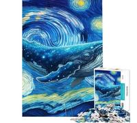 Rompecabezas de 1000 Piezas para Adolescentes Rompecabezas Estilo La Noche Estrellada con diseño de Ballena para Adultos Juguetes antiestrés Divertidos y Originales Regalos para Reducir el estrés