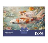 Rompecabezas De 1000 Piezas para Adolescentes Rompecabezas Fantasy Artwork Girl with Fish Rompecabezas para Adultos Juego Práctico Patrón De Montaje 38x26cm/1000pcs