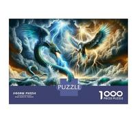 Rompecabezas De 1000 Piezas para Adolescentes Rompecabezas Fantasy Dragon Vs Phoenix Art Print Rompecabezas Juego De Ingenio Mejora La Memoria Difícil Y Desafiante 52x38cm/1000pcs