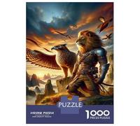 Rompecabezas De 1000 Piezas para Adolescentes Rompecabezas Fantasy Lion Warrior with Eagle para Adolescentes Juegos Divertidos Una Obra De Arte para Cumpleaños, Navidad 70x50cm/1000pcs