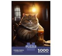 Rompecabezas De 1000 Piezas para Adolescentes Rompecabezas Fat Cat Beer Drinking Bar Rompecabezas para Adultos Juegos Relajantes Alivia El Estrés Difícil Y Desafiante 38x26cm/1000pcs