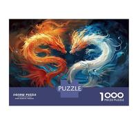 Rompecabezas De 1000 Piezas para Adolescentes Rompecabezas Fire and Ice Dragons Art Print Rompecabezas Juegos Relajantes Una Obra De Arte Cumpleaños 38x26cm/1000pcs