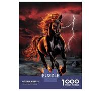 Rompecabezas De 1000 Piezas para Adolescentes Rompecabezas Flaming Horse Wall Art Print para Adolescentes Juegos Divertidos Una Obra De Arte para Cumpleaños, Navidad 38x26cm/1000pcs