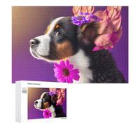 Rompecabezas de 1000 piezas para adolescentes, rompecabezas floral con corona de perro, para adultos, juego práctico, difícil interacción entre padres e hijos, 1000 piezas