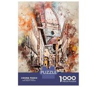 Rompecabezas De 1000 Piezas para Adolescentes Rompecabezas Florence in Watercolor Rompecabezas para Adultos Juego Familiar Análisis Y Lógica Cumpleaños 52x38cm/1000pcs