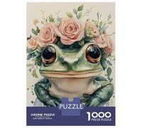 Rompecabezas De 1000 Piezas para Adolescentes Rompecabezas Frog with Flower Crown Rompecabezas para Adultos Juego Práctico Una Obra De Arte para Cumpleaños, Navidad 52x38cm/1000pcs