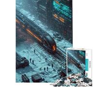 Rompecabezas de 1000 Piezas para Adolescentes Rompecabezas futuristas de Estaciones de Tren para Adultos Juegos relajantes Desafío difícil cumpleaños y Navidad (tamaño 50x75cm)