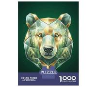 Rompecabezas De 1000 Piezas para Adolescentes Rompecabezas Geometric Bear Head with Forest Scene Rompecabezas para Adultos Juego Familiar Análisis Y Lógica Cumpleaños 70x50cm/1000pcs