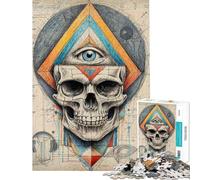 Rompecabezas de 1000 Piezas para Adolescentes Rompecabezas geométricos Abstractos con Calaveras para Adultos Rompecabezas para la diversión Familiar desafiante para completar Juego Divertido