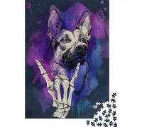 Rompecabezas De 1000 Piezas para Adolescentes Rompecabezas German Shepherd Skeleton Art Print Rompecabezas para Adultos Juego Práctico Patrón De Montaje 38x26cm/1000pcs