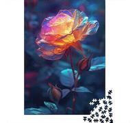 Rompecabezas De 1000 Piezas para Adolescentes Rompecabezas Glowing Rose Wall Art Print Rompecabezas Juegos Familiares Carrera De Velocidad Manual Regalos De Cumpleaños Y Únicos 52x38cm/1000pcs