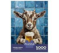 Rompecabezas De 1000 Piezas para Adolescentes Rompecabezas Goat with Beer Painting Rompecabezas para Adultos Juego Familiar Análisis Y Lógica Cumpleaños 38x26cm/1000pcs