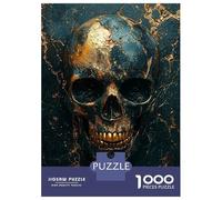Rompecabezas De 1000 Piezas para Adolescentes Rompecabezas Gold Skull on Black Rompecabezas Juegos Relajantes Una Obra De Arte Cumpleaños 70x50cm/1000pcs