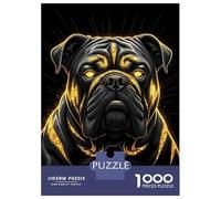 Rompecabezas De 1000 Piezas para Adolescentes Rompecabezas Golden Bulldog Portrait on Black Background Rompecabezas Juego De Ingenio Mejora La Memoria Difícil Y Desafiante 70x50cm/1000pcs