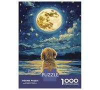 Rompecabezas De 1000 Piezas para Adolescentes Rompecabezas Golden Dog Under Moonlight -1 Rompecabezas Juegos Relajantes Una Obra De Arte Cumpleaños 52x38cm/1000pcs