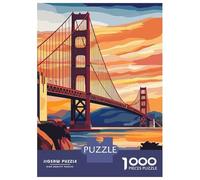 Rompecabezas De 1000 Piezas para Adolescentes Rompecabezas Golden Gate Bridge Sunset Juego Familiar De Rompecabezas Carrera De Velocidad Manual Cumpleaños 70x50cm/1000pcs