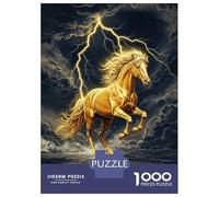 Rompecabezas De 1000 Piezas para Adolescentes Rompecabezas Golden Horse in Storm Rompecabezas Juegos Relajantes Regalo De Cumpleaños Regalos para Reducir El Estrés 38x26cm/1000pcs