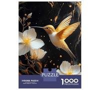 Rompecabezas De 1000 Piezas para Adolescentes Rompecabezas Golden Hummingbird and White Flowers Art Rompecabezas para Adultos Juego Familiar Análisis Y Lógica Cumpleaños 52x38cm/1000