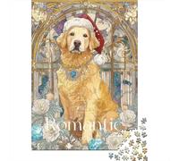 Rompecabezas De 1000 Piezas para Adolescentes Rompecabezas Golden Retriever Christmas Card Rompecabezas Juguetes DIY Decoración del Hogar Regalos Y Cumpleaños Únicos 38x26cm/1000pcs