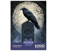Rompecabezas De 1000 Piezas para Adolescentes Rompecabezas Gothic Raven on Stone Monument Rompecabezas Juegos Relajantes Una Obra De Arte Cumpleaños 70x50cm/1000pcs