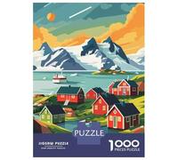 Rompecabezas De 1000 Piezas para Adolescentes Rompecabezas Greenland Village Landscape Rompecabezas Juegos Relajantes Una Obra De Arte Cumpleaños 70x50cm/1000pcs