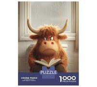 Rompecabezas De 1000 Piezas para Adolescentes Rompecabezas Grumpy Highland Cow Reading on Toilet Rompecabezas para Adultos Juego Familiar Análisis Y Lógica Cumpleaños 38x26cm/1000pcs