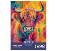 Rompecabezas De 1000 Piezas para Adolescentes Rompecabezas Highland Cow Colorful Art Rompecabezas Juego De Ingenio Mejora La Memoria Difícil Y Desafiante 70x50cm/1000pcs