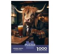 Rompecabezas De 1000 Piezas para Adolescentes Rompecabezas Highland Cow in The Bar Rompecabezas Juegos Familiares Decoración del Hogar Regalos Y Cumpleaños Únicos 52x38cm/1000pcs
