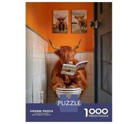 Rompecabezas De 1000 Piezas Para Adolescentes Rompecabezas Highland Cow on The Toilet Poster, Picture, Metal Print, Paint by Candy Stonee Rompecabezas Juego De Ingenio Mejora La Memoria Difícil Y Desa