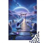 Rompecabezas De 1000 Piezas para Adolescentes Rompecabezas Japanese Garden Crane Art Print Rompecabezas Juguetes DIY Decoración del Hogar Regalos Y Cumpleaños Únicos 52x38cm/1000pcs