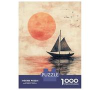 Rompecabezas De 1000 Piezas para Adolescentes Rompecabezas Japanese Sailboat Sunset Rompecabezas Juguetes DIY para La Diversión Familiar para Cumpleaños, Navidad 52x38cm/1000pcs
