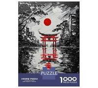 Rompecabezas De 1000 Piezas Para Adolescentes Rompecabezas Japanese Torii Gate Black And White Painting Rompecabezas Para Adultos Juego Práctico Una Obra De Arte Para Cumpleaños, Navidad 38x26cm/1000p