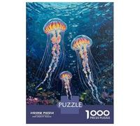 Rompecabezas De 1000 Piezas para Adolescentes Rompecabezas Jellyfish in The Deep Blue Sea Rompecabezas para Adultos Juegos Relajantes Desafío Difícil 52x38cm/1000pcs