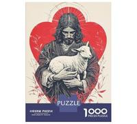 Rompecabezas De 1000 Piezas para Adolescentes Rompecabezas Jesus Christ Holding Lamb Rompecabezas para Adultos Juego Práctico Patrón De Montaje 38x26cm/1000pcs