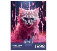 Rompecabezas De 1000 Piezas para Adolescentes Rompecabezas Kitty Cat in Pink Liquid Rompecabezas para Adultos Juego Práctico Patrón De Montaje 70x50cm/1000pcs