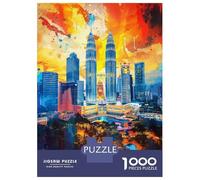 Rompecabezas De 1000 Piezas para Adolescentes Rompecabezas Kuala Lumpur Art para Adultos Juego Familiar Análisis Y Lógica Ayuda Al Cerebro A Ejercitarse 52x38cm/1000pcs