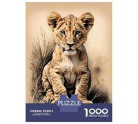 Rompecabezas De 1000 Piezas para Adolescentes Rompecabezas Lion Cub In The Savannah Rompecabezas Juegos Relajantes Una Obra De Arte Cumpleaños 70x50cm/1000pcs