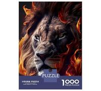 Rompecabezas De 1000 Piezas para Adolescentes Rompecabezas Lion Face Animal Fire Rompecabezas Juguetes DIY para La Diversión Familiar para Cumpleaños, Navidad 52x38cm/1000pcs