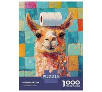 Rompecabezas De 1000 Piezas para Adolescentes Rompecabezas Llama with Toilet Paper Hat Rompecabezas Juegos Relajantes Una Obra De Arte Cumpleaños 38x26cm/1000pcs