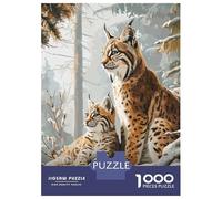 Rompecabezas De 1000 Piezas para Adolescentes Rompecabezas Lynx Family in Winter Rompecabezas Juguetes DIY para La Diversión Familiar para Cumpleaños, Navidad 70x50cm/1000pcs