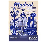 Rompecabezas De 1000 Piezas para Adolescentes Rompecabezas Madrid Illustration with Bear and Tree Juego Familiar De Rompecabezas Carrera De Velocidad Manual Cumpleaños 70x50cm/1000