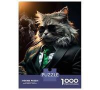 Rompecabezas De 1000 Piezas para Adolescentes Rompecabezas Mafia Cat in Suit Rompecabezas Juegos Relajantes Una Obra De Arte Cumpleaños 70x50cm/1000pcs