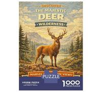 Rompecabezas De 1000 Piezas para Adolescentes Rompecabezas Majestic Deer in Wilderness para Adultos Juego Familiar Análisis Y Lógica Ayuda Al Cerebro A Ejercitarse 52x38cm/1000pcs